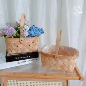 (店+)手提防水編織籃 開發票 竹編籃 花籃 水果籃 野餐籃 插花 盆器 提籃 籃子 藤編籃 編織籃 竹籃 禮盒 禮物包裝