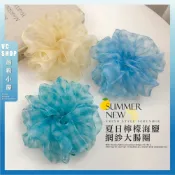 🔥隔日到貨🔥夏日檸檬海鹽網紗大腸圈 格紋髮圈 網紗髮圈 女生髮圈 造型髮圈 馬尾 丸子頭 少女髮飾 頭飾 髮圈 渡假風