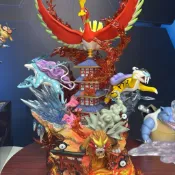寶貝精靈 三聖獸 鳳王 雷公 水君 場景 雕像 高約39公分 炎帝水君神獸雷公