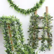 ⚡桃園出貨⚡藤蔓桉樹葉 圓葉藤條柳葉 常春藤裝飾花 家居裝飾藤條 爬藤 綠葉裝飾藤條 仿真植物尤加利