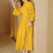 三宅一生洋裝 三宅一生衣服 高品質褶皺三宅褶皺衣褶皺三宅新款穿搭女裝三宅皺褶長袖荷葉邊高彈精品連衣裙㛿秋季