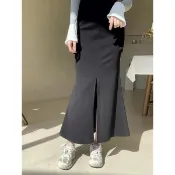 Codibook｜韓國 secon'de secon 休閒開衩喇叭長裙［預購］裙子 魚尾裙 女裝