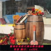招財貓商鋪 酒桶裝飾橡木桶道具婚慶展會酒莊啤酒桶紅酒葡萄酒桶木制仿古包郵