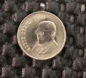 私藏 : 非洲錢幣〉 南非共和國.1968年版式(Charles Swart總統).5Cents