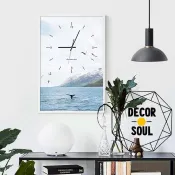 DS北歐家飾§網美款 海洋情緣 時鐘壁掛鐘 配電箱掛畫 保險箱畫暗門 電箱畫 創意設計工業鄉村風掛飾裝潢簡約IG款客廳畫