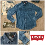 ♥Levi's 正版經典丹寧牛仔襯衫（珍珠左釦款） 男款 水洗暈染丹寧藍色今日特價只要1500元
