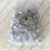 Pinkoi 代購 - ¶ new antique ¶ 藍灰色鴕鳥羽毛托特包