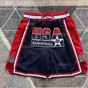 球褲 高品質 刺繡美國運動夢幻隊1992復古網眼籃球五分褲短褲口袋美式短褲  N G