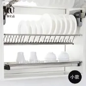 【好物良品】小款_適用60cm寬櫥櫃_雙層不鏽鋼櫥櫃瀝水碗盤收納支撐架(洗碗架 收納架 瀝水架 304不鏽鋼)
