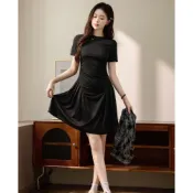 (店+)限時下殺 連身洋裝 連身裙 洋裝 [天絲羅馬&質做高品]抽褶A擺顯瘦氣質連衣裙女夏2026新品短裙子