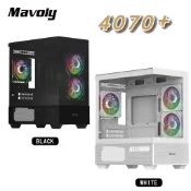 【Mavoly 松聖】4070+ 電腦機殼 MATX/Type-C 海景房 玻璃側板 顯卡長34.5 U高16.5