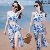 超低價全球購✨比基尼 bikini渡假海邊 溫泉遊泳衣 女分體三件套 高級感 泳裝詢價