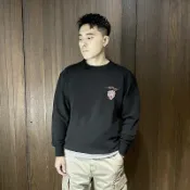 美國百分百【全新真品】Ed Hardy 大學T 毛巾布 棉質 男款 ED 老虎 長袖上衣 logo 黑色 DA04