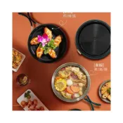 (店+)🌹新北現貨速發📣2025新款旅行多功能摺疊美食鍋 小型煮鍋 分離式煮鍋 不沾鍋塗層 迷你煮涮烤 一體鍋 快煮鍋