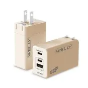 【PChome 24h購物】WELLY 65W氮化鎵GaN快充 PD+QC+PPS全兼容 USB-C/A三孔輸出 極速充電器(奶茶) R99N
