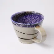 明芽窯 | 柴燒青瓷藍夜絞胎把杯 咖啡杯 陶杯 杯子 馬克杯 蒐藏H8