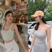 自帶罩杯♥️寬肩/單肩多色現貨秒出✨實拍【JinG】韓國小姊姊*冰絲/棉質胸罩背心♥️春夏韓系內衣 莫蘭迪色系小可愛