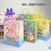 新款分鏡海綿寶寶派大星禮品袋簡約ins風高顔值收納手提紙袋 T5FT