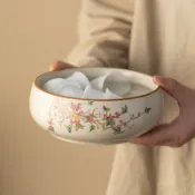 汝窯 大茶洗 文房筆洗 茶渣缸 茶水桶 水盂 建水缸 大容量 廢水缸 收納 茶具 茶道 茶藝 茶席 陶瓷工藝