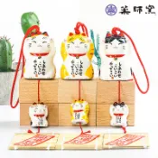 【和風選物】日本製藥師窯招財貓雙貓風鈴陶瓷掛件 開運喬遷生日禮物 日式雜貨 台灣出貨