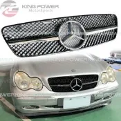 KP擎利國際 BENZ 2001-2007 W203 C-Class 電鍍一線水箱罩 黑網 SL樣式 (外銷熱賣商品)