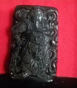 老件黑曜石關聖帝君吊飾(無開光)