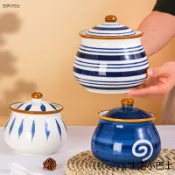 日式廚房葷油罈子豬油罐帶蓋家用耐高溫陶瓷油潑辣子罐辣椒醬辣油