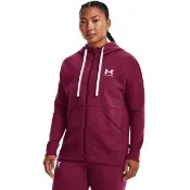 【UNDER ARMOUR】UA 女 Rival Fleece刷毛連帽外套 _1356400-635(火星紅)