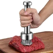 【廚房小物】304不鏽鋼鬆肉針(21針 按壓式 鬆肉器 斷筋器 嫩肉器 牛排針 扎孔器 錘肉器 肉筋叉)