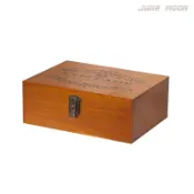 仿舊實木帶鎖收納盒 復古木質收納箱 首飾盒 儲物盒 帶鎖木盒 居家擺飾 P1354