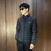 美國百分百【全新真品】Lacoste 羽絨外套 立領 男款 鱷魚 保暖 LOGO 夾克 黑色 AZ12
