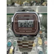 【金台鐘錶】CASIO 卡西歐 A168WA-5A 簡約電子錶 (復古造型) 鋼帶 方型 (灰x紅)