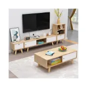 (店+)實木松木電視櫃茶几組合傢俱北歐簡約小戶型臥室客廳地櫃牆櫃矮櫃