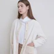 【GIORDANO 佐丹奴】女裝搖粒絨圓領口袋外套(02 奶白)