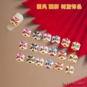 網紅中國風醒獅美甲飾品舞龍舞獅樹脂立體可愛卡通醒獅美甲飾品