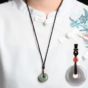 【MoonDy】包包 玉項鍊 平安扣項鍊 項鍊 和田玉 烟紫玉  玉石項鍊 平安項鍊 吊墜項鍊 飾品