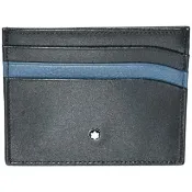 【MONTBLANC 萬寶龍】經典Meisterstuck 系列小牛皮6卡名片夾/卡片夾(黑色/藍U0118308-BLK-BLUE)