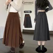 (店+)【Cavensi】加厚毛呢長裙 呢料傘狀裙(3colors)毛呢長裙 鬆緊腰 秋冬長裙 A字裙 素面 大尺碼長裙 25T
