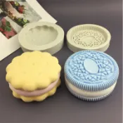 卡通奧利奧餅乾圓形夾心花邊造型烘焙蛋糕矽膠模具翻糖香薰石膏模