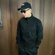 美國百分百【全新真品】Ralph Lauren 外套 立領夾克 RL 棒球外套 男款 綠格紋內襯 上衣 黑色 BC77
