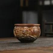 全球選品1館 生活百貨 復古龍鳳對杯水缸主人杯陶瓷功夫茶具浮雕祥龍品茗杯家用喝茶茶盞