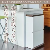 family2日本生活精品館 日本品牌【ASVEL】鋼琴面雙層垃圾桶 咖啡色/白色 40L H-6800