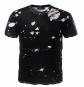 FINDSENSE服飾 FINDSENSE Z1 日系 流行 男 時尚 星空 宇宙圖案 短袖T恤 特色短T
