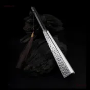 台灣出貨🔥國風防身扇子 冷兵器玄鐵扇 錘紋全金屬扇骨絹布扇面古風  鐵扇子 隨身拍照 伴手禮 合金摺扇