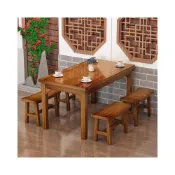 (店+)自在戶外 面館桌椅組 實木快餐桌椅 烤肉碳化餐桌 飯店小吃店食堂用