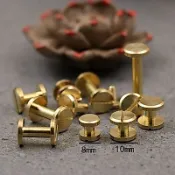 B 台灣快速出貨黃銅工字釘/車輪釘/工字螺絲釘/子母鉚釘/包包五金/螺絲釘/鉚釘/帳本釘/皮帶扣 皮革五金配件純銅工字釘