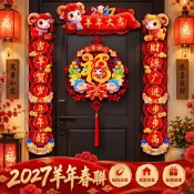 🔥臺灣出貨-熱賣中🔥2027羊年磁吸春聯 新年大門對聯 春節居家佈置 家用門畫裝飾 高檔新春門聯 過年玄關佈置 新居