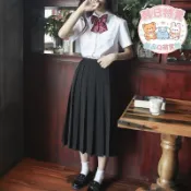 ✌❤韓品特賣~【臺灣出貨】2026新款實拍 畢業季 Q萌jk制服日系學院風黑色藏青色百褶裙開學季班服學生校服短裙中長裙