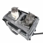星光精品館 【萬向輪透氣】寵物拉桿箱 貓包 狗包 寵物外出包 摺疊寵物箱 大容量兩廂 手提斜跨兩用 透氣網窗設計 可登機 輕便出行