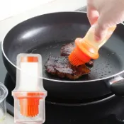 協貿國際日用品生活1館 家用帶瓶油刷硅膠燒烤刷子耐高溫擠壓式烙餅用的油刷燒烤用具套裝